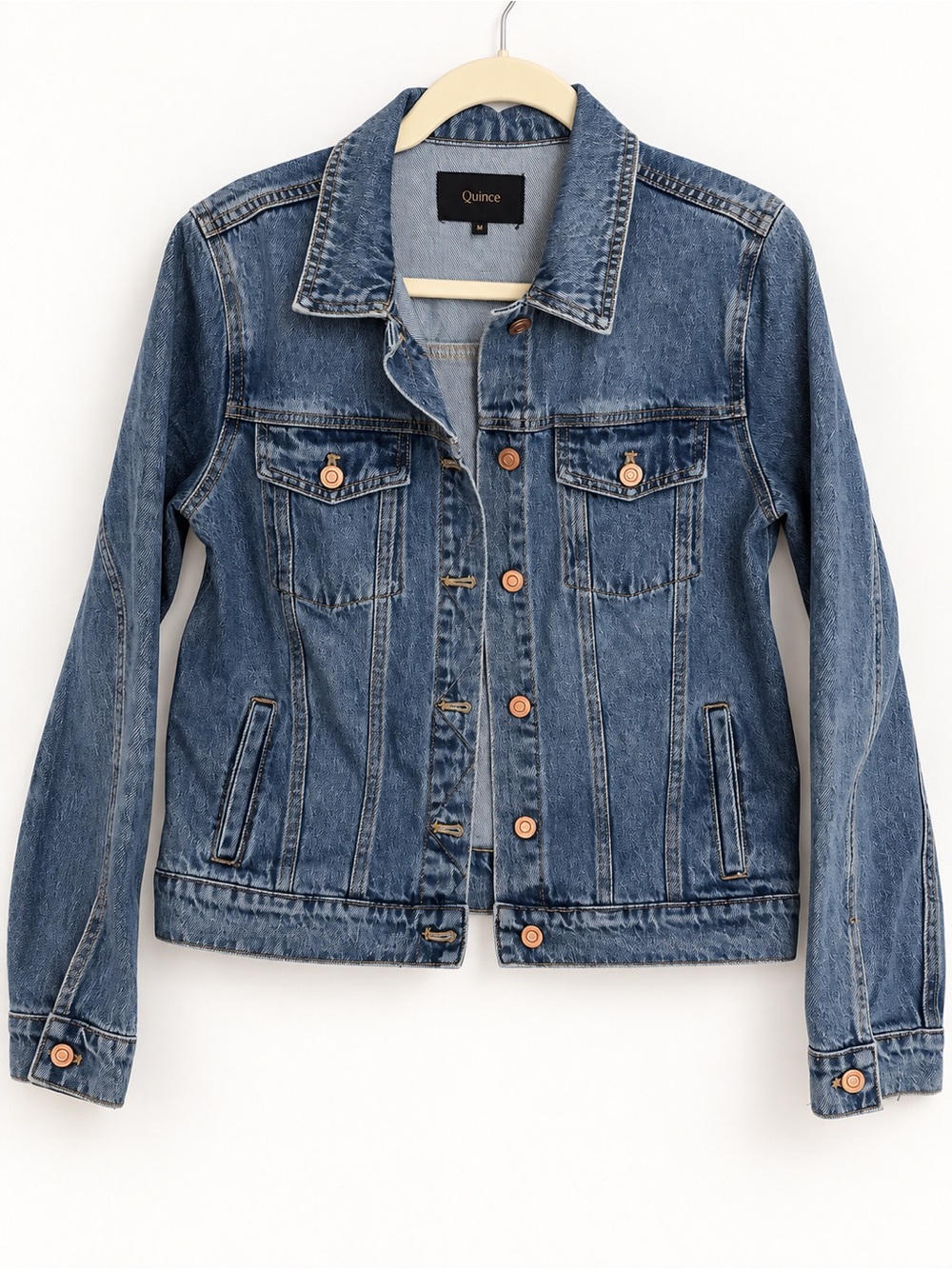 Quince 100% Organic Cotton Denim Jacket Indigo Blue Size Medium